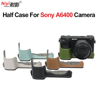  Da PU Đế Máy Ảnh Dành Cho Sony A6400 A6300 A6500 A6600 A6100 A6700 Bao Túi Đáy Pin Mở 