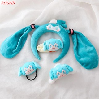 Round Green Onion Miku Headband, Heart Soft Hatsune Miku Hair Tie, Kawaii Plushy Fur Thoải Mái Miku Hair Claw Clip Cosplay