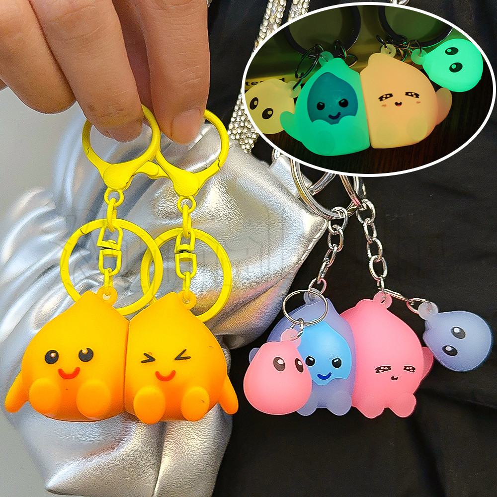 Móc Khóa Nam Châm Người Lửa Nhỏ Dạ Quang - Nam Nữ Móc Khóa Nhựa - Túi Chìa Khóa Trang Trí Treo - Móc