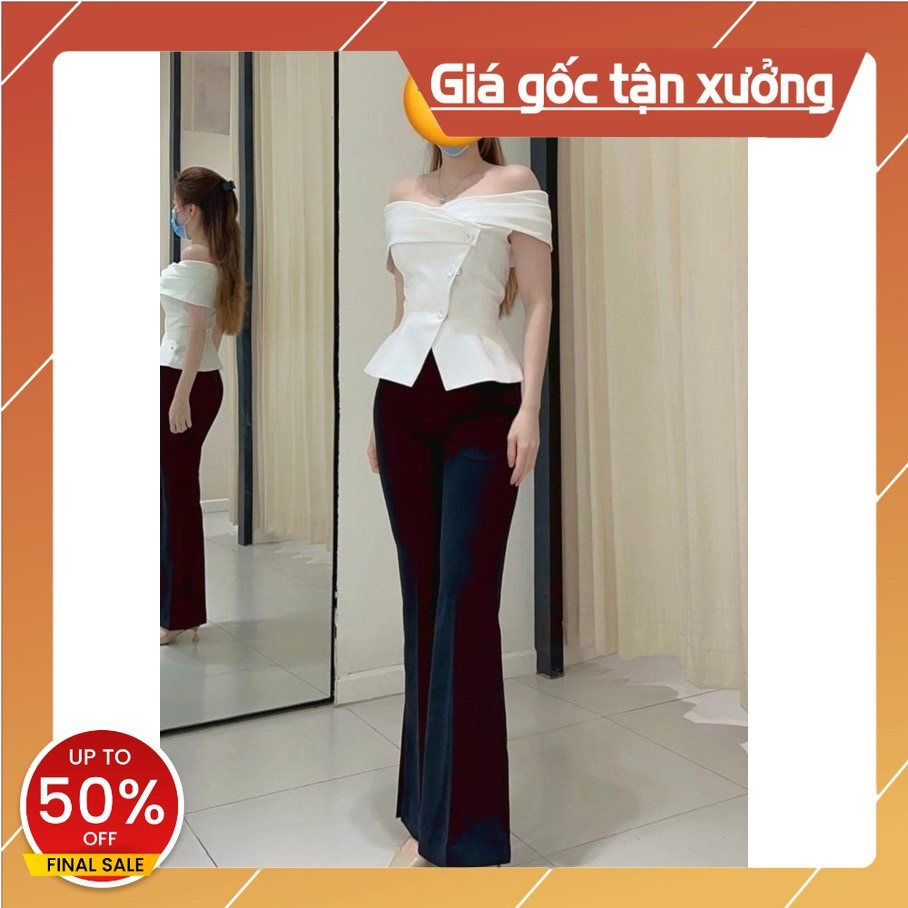 Set Đồ Nữ Sang Chảnh, Set Công Sở Sang Chảnh, Quần Ống Loe, Áo Trễ Vai - Đi Date, Đi Làm