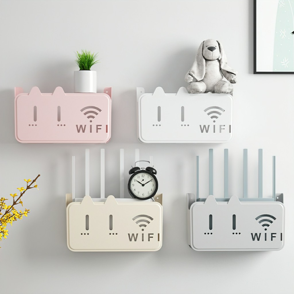 Kệ đựng wifi treo tường, Kệ wifi đặt modem, đầu kỹ thuật số, ổ cắm điện, chất liệu nhựa ABS