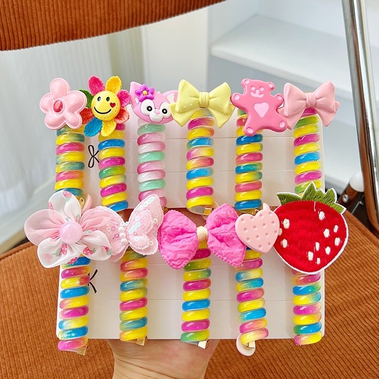 Dây Buộc Tóc Cao Su Co Giãn Màu Sắc Cầu Vồng Dành Cho Trẻ Em-h501