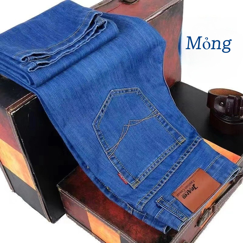 Echoes Quần Jean Nam Mùa Hè Thẳng Thùng Phù Hợp Với Trẻ Trung Niên Denim Giá Rẻ Nơi Làm Việc Hàn Masonry Hàn Quần Hàn