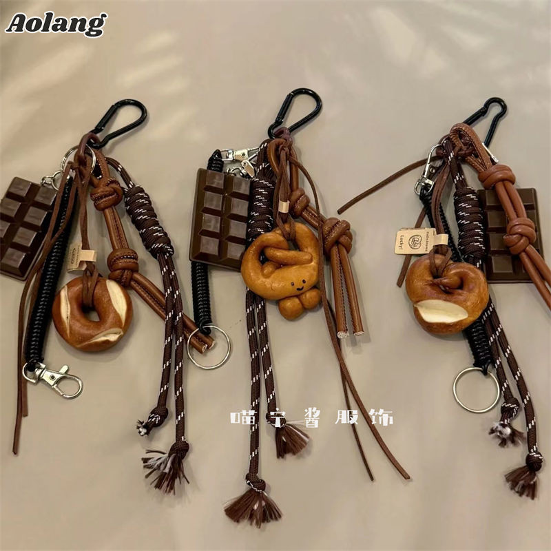 Aolang Gói mặt dây chuyền ins Alkali nước bánh mì bagel Hệ thống Miu Túi sô cô la trang trí