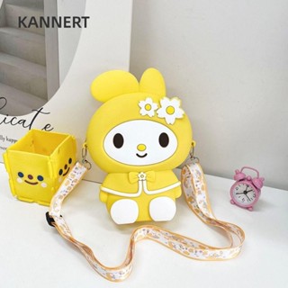Túi đeo chéo Mini KANNERT, Túi nhỏ công chúa silicon, Ví đựng tiền xu hình thỏ hoa hoạt hình Kawaii cho bé gái