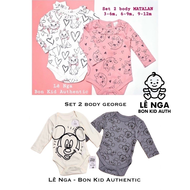 [BONKID] Set 2 body form nhỏ MATALAN/GEORGE size 9-12m