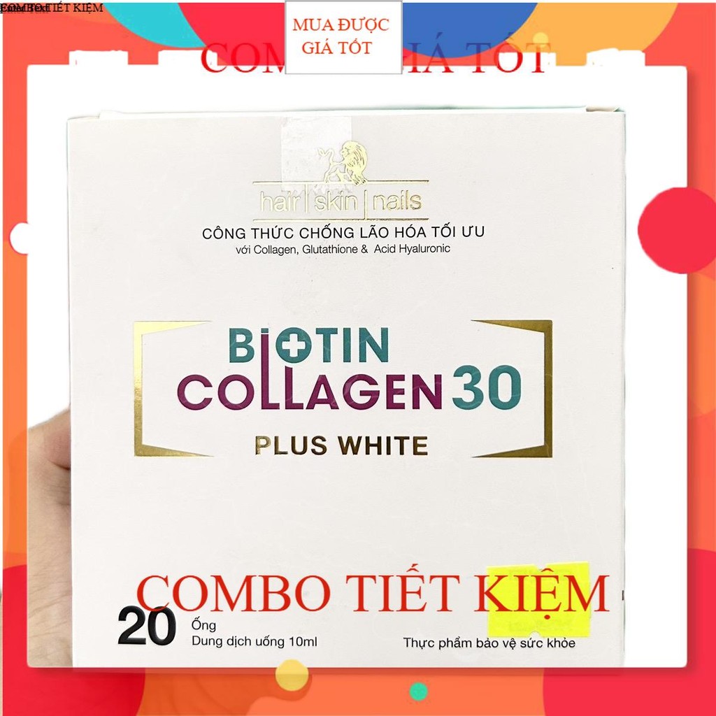 COMBO 2 HỘP Biotin Collagen 30 - Chống lão hoá tối ưu - Glutathion - Chắc khoẻ móng, tóc - Dưỡng trắ