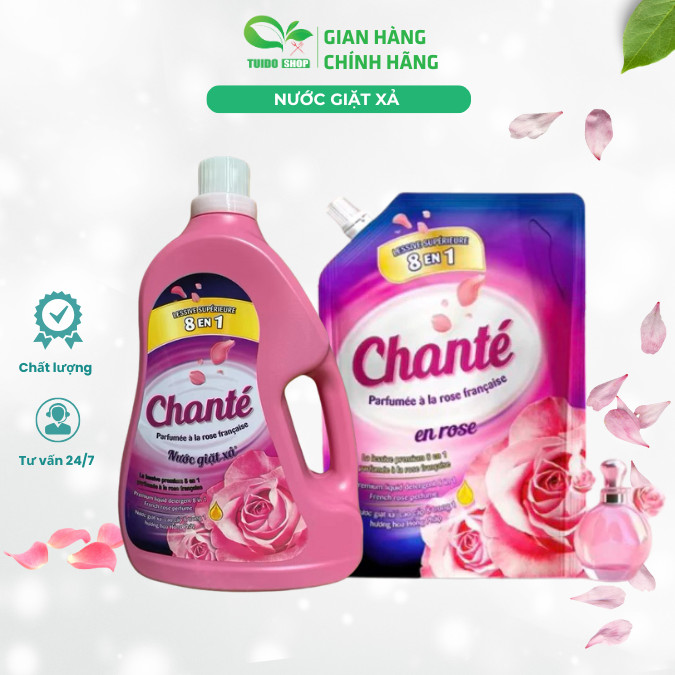 Nước giặt xả 8 in 1 Chante hương hoa hồng pháp 3kg TUIDO SHOP