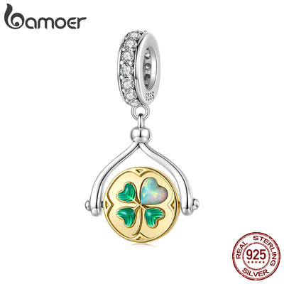 Bạc 925 Charm Bốn Lá Cỏ Ba Lá May Mắn - Dây Chuyền & Vòng Tay Quà Tặng Cho Nữ
