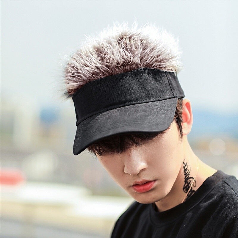 Wig Baseball Cap for Men and Women Funny Hat Creative Personality Wig Cap Casual One Cap