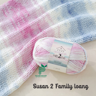  Len Susan 2 Family màu loang sợi to 3mm  cuộn 100g  - Phụ kiện đan móc 