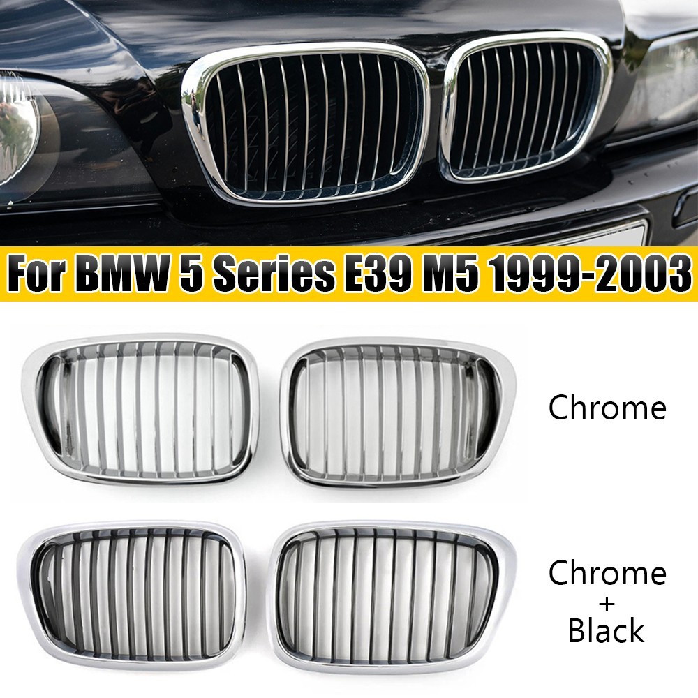 Dành Cho Xe BMW 5 Series E39 M5 1999-2003 Bóng Đen / Đen Mờ / Chrome / Chrome + Đen Cản Trước Lưới T