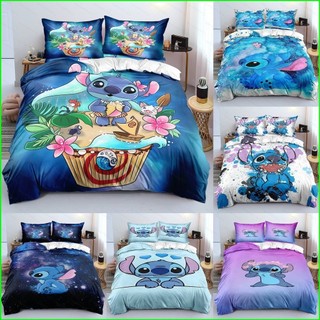Yg Dễ Thương Stitch Bộ Chăn Ga Gối Chăn Gối Có Thể Giặt Ký Túc Xá Nhà Phòng Ngủ 3IN1 Phù Hợp Với
