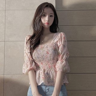 Áo sơ mi xu hướng mùa hè xù voan hoa dành cho nữ