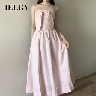 Ielgy ins nơ ống váy nữ một vai eo không tay dài vừa phải