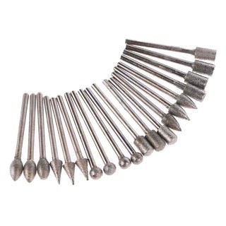 Mũi mài mini 20 chiếc đầu mài phủ kim cương, mũi mài điêu khắc gỗ, đá, thủy tinh, sắt chất lượng cao