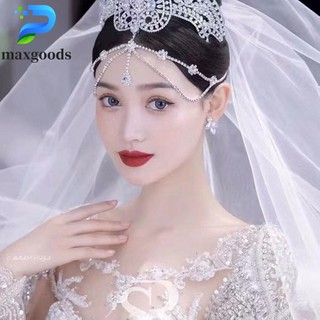Maxgoods băng đô cài tóc đính đá hình giọt nước thời trang cho cô dâu