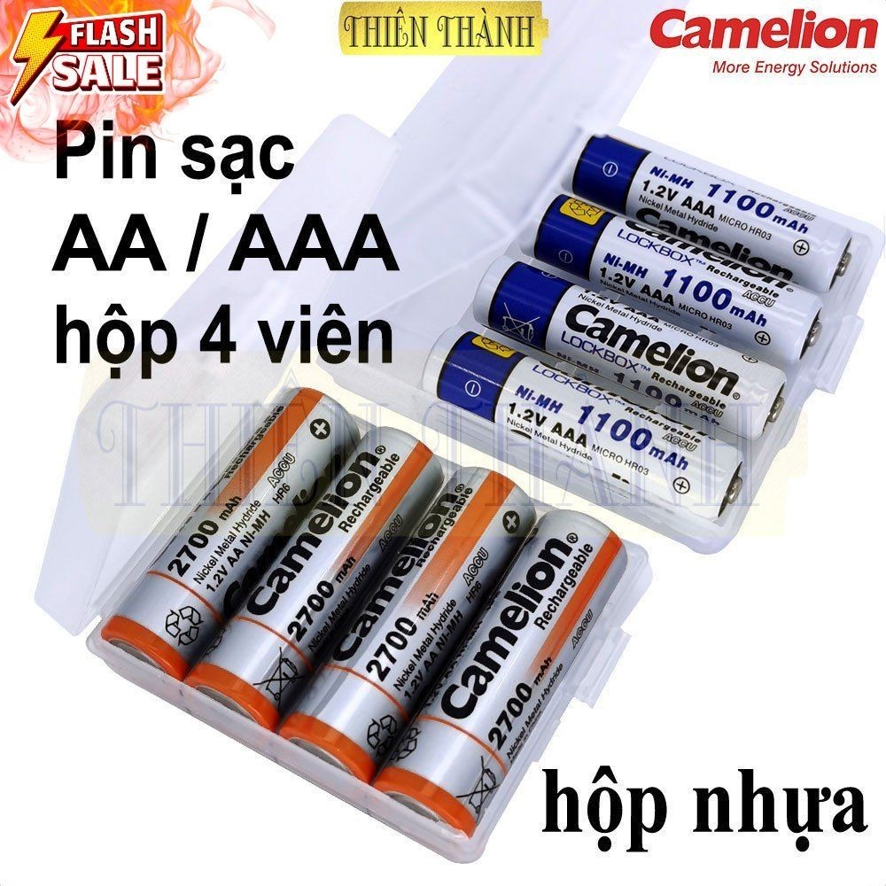 [Hộp 4 viên] Pin sạc Camelion AA2700mAh,AA2500mAh,AA2300mAh,AAA1100mAh,pin sạc 1.2V,pin tiểu sạc,pin