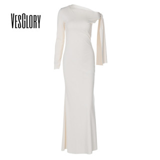 Vesglory Nữ 2024 Đeo Vai Đơn Cổ Phối Phối Ren Màu Trơn