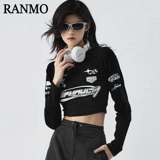 RANMO áo phông áo thun nữ croptop baby tee INS Vintage Minimalist Stylish WTX23909HY 31Z240803