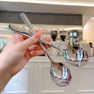 Thìa trơn inox 304 dày dặn dùng ăn cơm cán dài kiểu Hàn 19.6x4cm gdgs