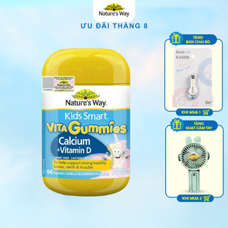 Kẹo Dẻo Vi Chất Cho Bé Nature’s Way Kids Smart Vita Gummies Calcium + Vitamin D Hỗ Trợ Phát Triển Chiều Cao 60 Viên