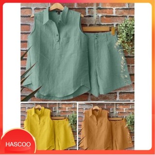  Set Bộ Nữ Mặc Nhà Quần Đùi Áo Sát Nách Chất Vải Đũi Mềm hc1.6 - SN 