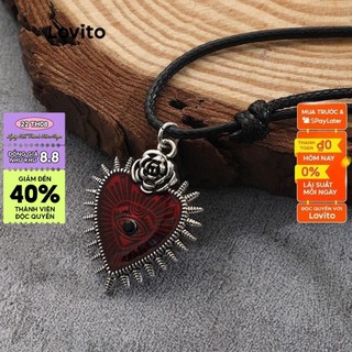 Vòng cổ Lovito mặt trái tim phong cách gothic sử dụng thường ngày cho nữ L50AD171 (đỏ)