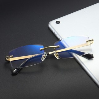   +0 °~+400 °  Kính lão thị viền kim cương mới dành cho người cao tuổi không viền chống ánh sáng xanh dành cho nam và nữ Kính lão thị HD độ thoải mái 