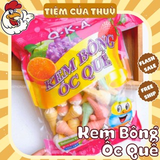 Kẹo Kem Bông Ốc Quế, Kẹo Bông Gòn Marshmallow, đồ ăn vặt tuổi thơ, Tiệm ăn vặt Thuỳ Bùi