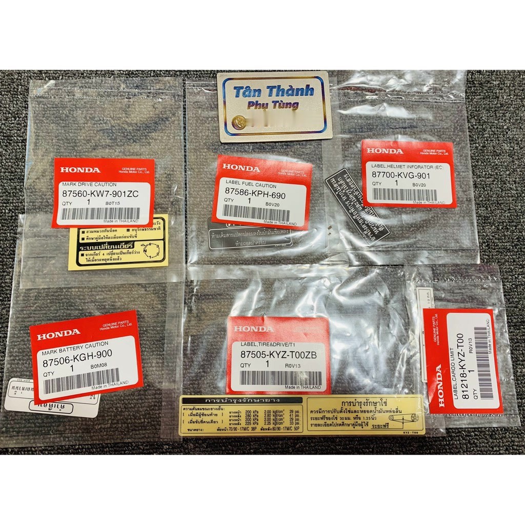 Tem thông số Wave i 125 (6 tem ) hàng Thailan