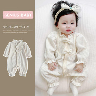 Xuân Thu Mới Quần Áo Cho Bé Gái Dài Tay Body Siêu Dễ Thương Phong Cách Công Chúa Nơ 0-36 Tháng Bé Gái Đi Chơi Quần Áo Phong Cách Hàn Quốc