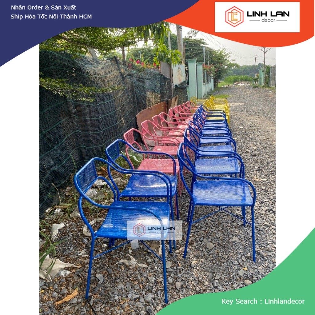 BÁN SỈ Ghế lưới sắt sơn tĩnh điện G168 ( soda chair) LINHLANDECOR