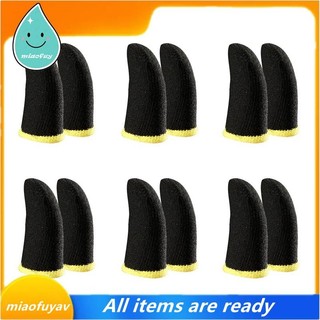 [Miao] Tay áo ngón tay bằng sợi Carbon 18 chân cho trò chơi di động PUBG Tay áo ngón tay màn hình màu đen và vàng (12 chiếc)