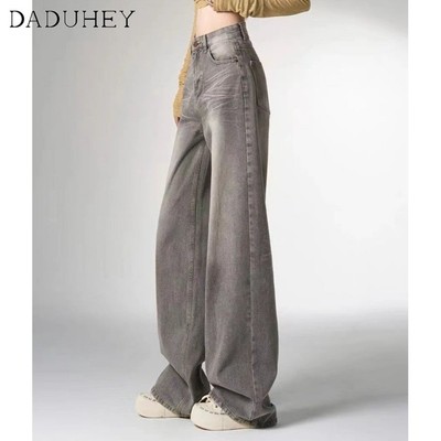 DaDuHey New American INS High Street Retro Jeans Niche High Waist Loose Wide Leg Pants Large Size Trousers