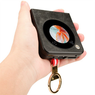 Dành Cho ZTE Libero Flip 5G Da Sang Trọng Bao Dây Đeo Tay Dây Đeo Tay Chân Đế Vòng Kim Loại Cho ZTE Nubia Flip Phone Case