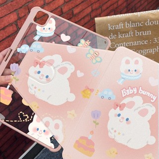  Dành Cho iPad Case Gen7 / 8 / 9 10.2 Air4 Air5 Air6 10.9 Pro11 2020 / 2021 Chất Liệu Lụa Chống Rơi Bút Bộ iPad Hoạt Hình Gấu Graffiti