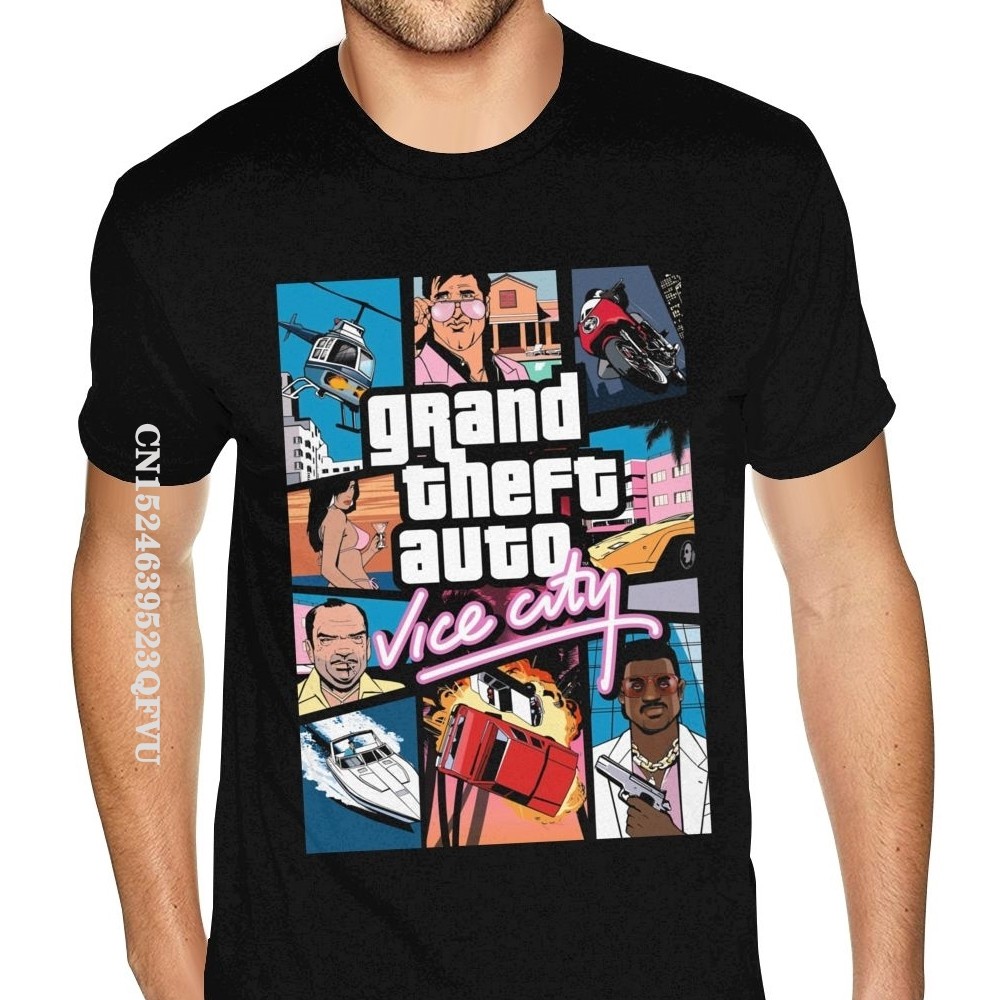 Xám Grand Theft Auto Vice City Áo GTA GAME Tee Áo Nam Đồ Họa Tùy Chỉnh Cao Cấp Cotton Phong Cách Got