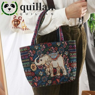 Túi tote Vải canvas Thêu Hình Voi / Thỏ / Chim Công Phong Cách Dân Tộc Hợp Thời Trang Cho Nữ