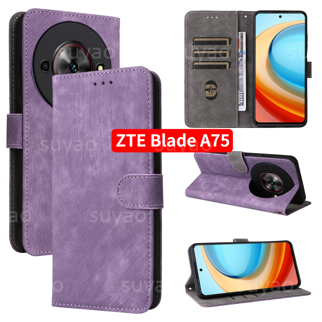 Dành Cho ZTE Blade V70 Max A75 5G 2024 Ốp Điện Thoại Lật Dây Kéo Ví Da Thẻ BladeA75 ZTEA75 Nubia Foc