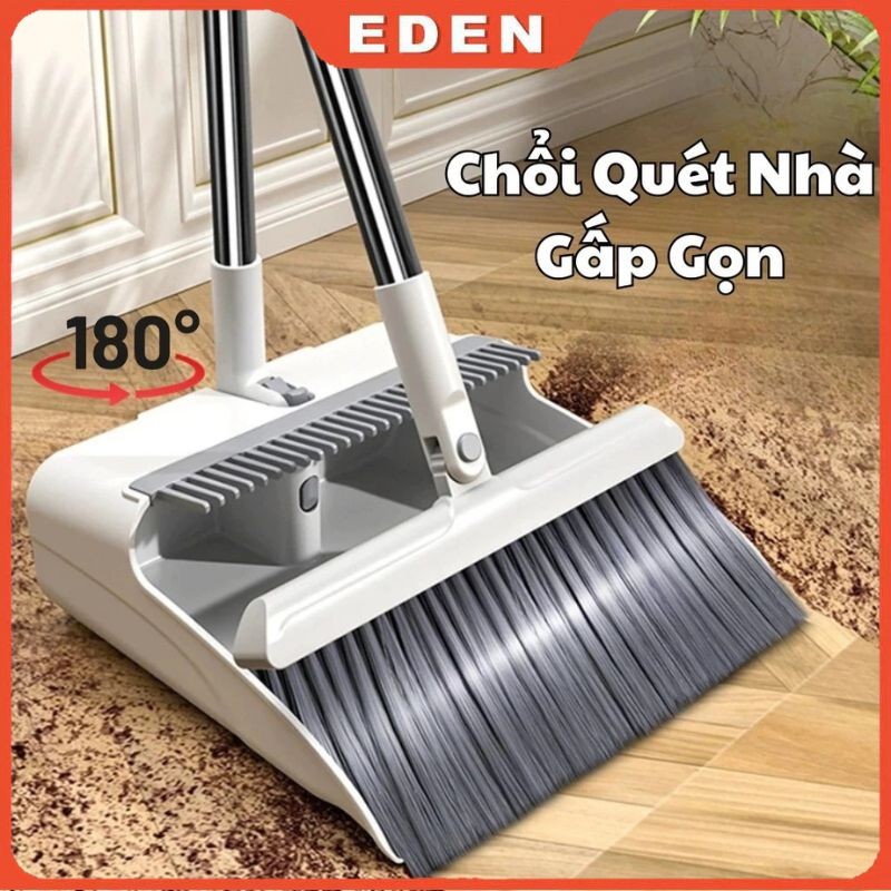 Bộ chổi quét nhà gấp gọn thông minh kèm hót rác cán dài 2 trong 1 đa năng. xoay 180 độ