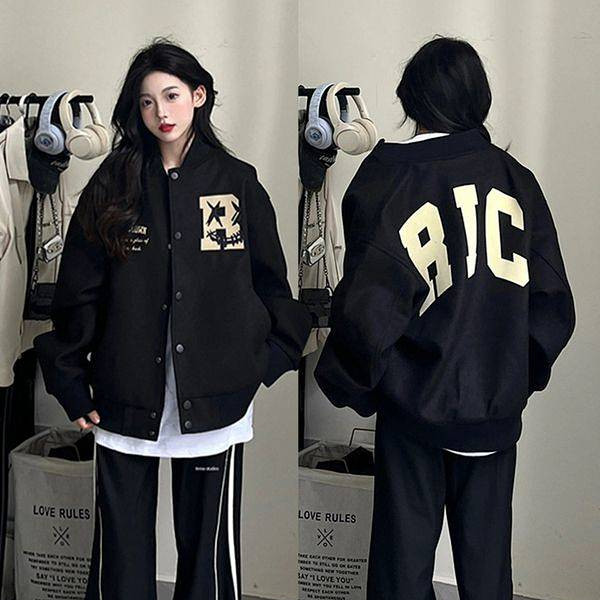 【Ready Stock】 American Retro Jacket Baseball Uniform for Women Early Spring 2024 New Korean Style Lo