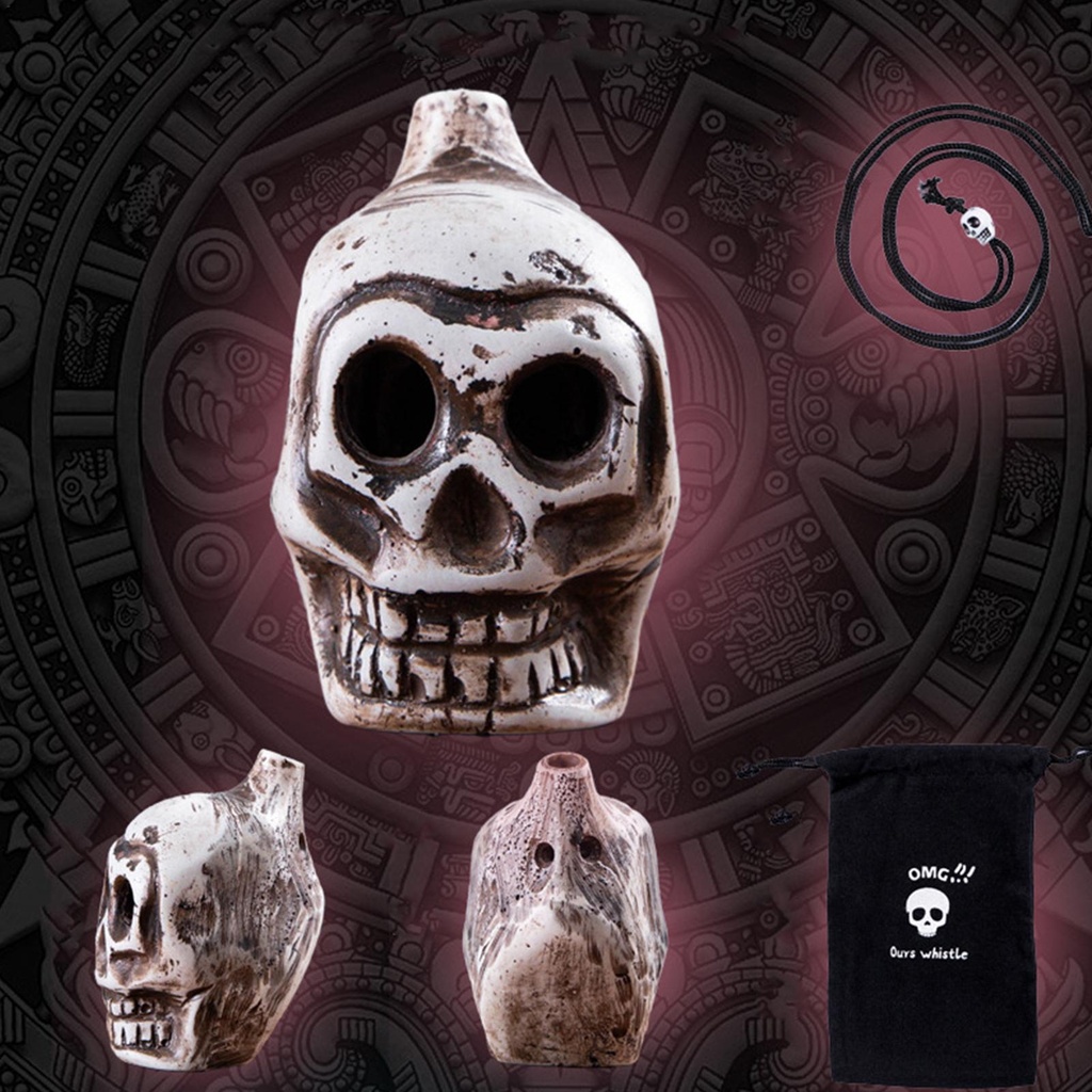 Aztec Death Whistle Skull Ma quái Cái chết của con người hét lớn Còi cao Decibel Âm thanh con người 