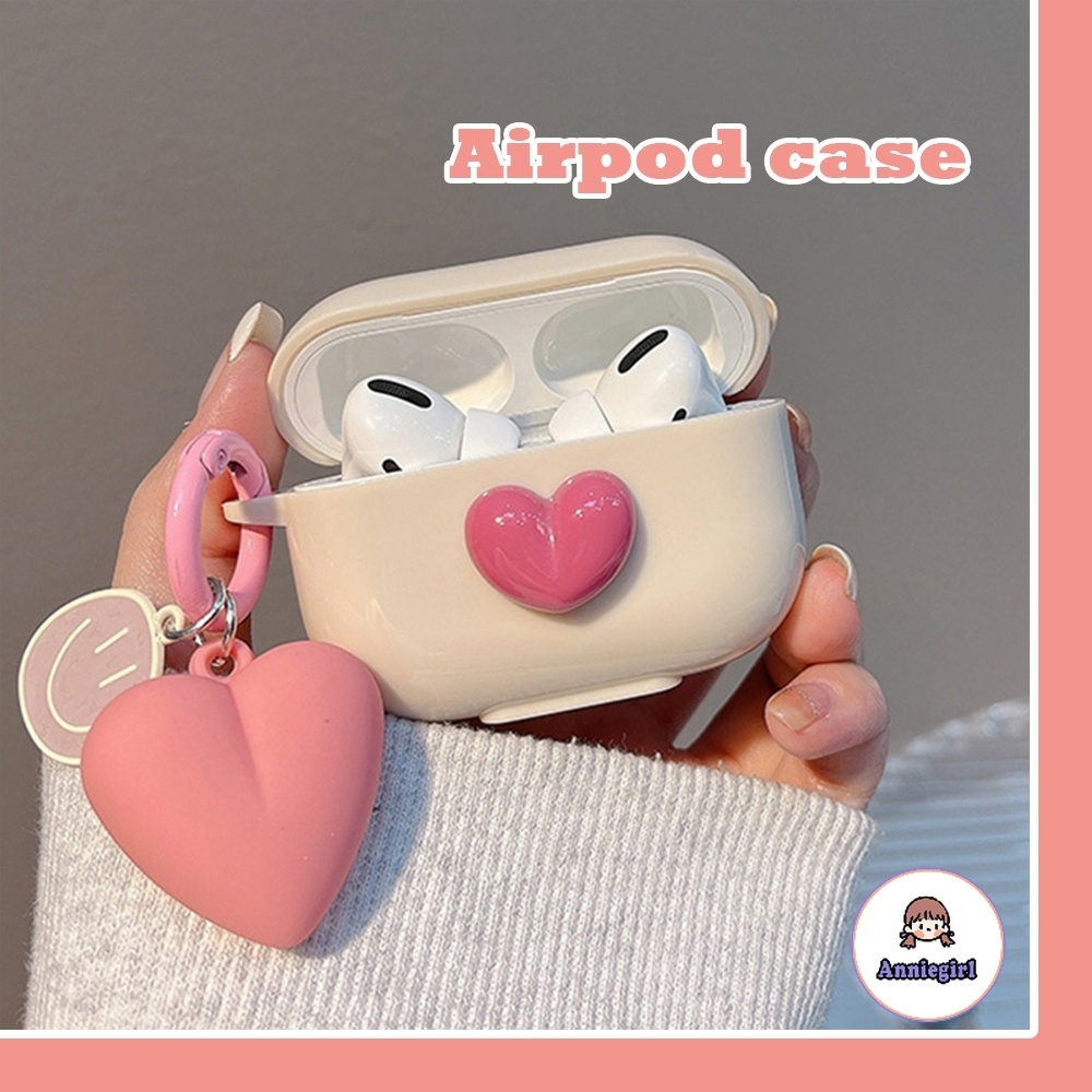 Cô Gái Màu Hồng 3D Tình Yêu Nụ Cười Mặt Dây Chuyền Tai Nghe Cho Airpods 1 / 2 / 3 / Pro Airpod 4 Tai Nghe Không Dây Bluetooth Vỏ Tpu Mềm Vỏ Bảo Vệ Tai Nghe Chống Sốc