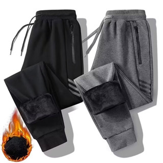 Quần Giữ Nhiệt Nam Thu Đông Zipped Túi Lót Lông Cừu Làm Dày Quần Ấm Áp Phù Hợp Với Dây Thắt Lưng Co Giãn Thẳng Thường Ngày Giữ Nhiệt Sweatpants Đen / Trắng / Xám Plus Kích Thước