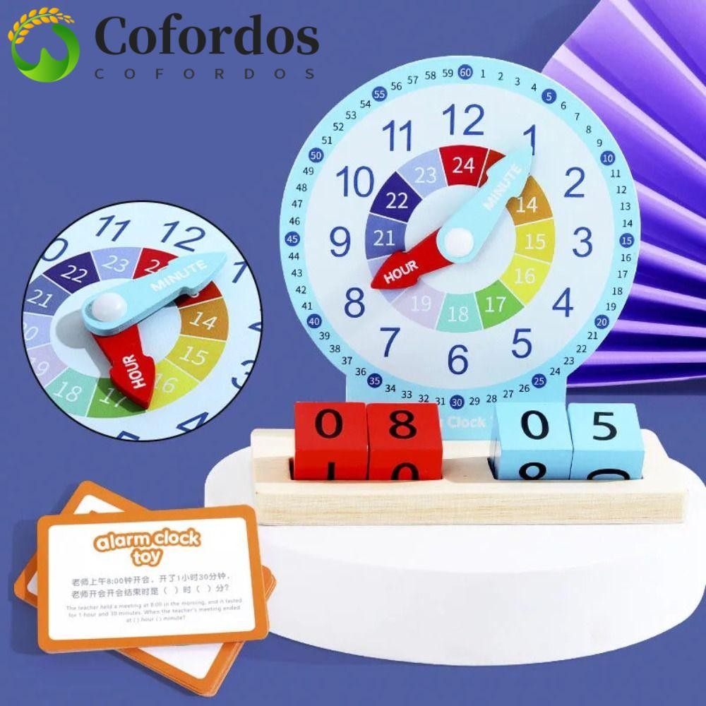 Đồng hồ Montessori dành cho trẻ em COFORDOS, Đồng hồ học tập giáo dục nhiều màu sắc nhận thức giây, Đồng hồ tương tác cầm tay bằng gỗ sáng tạo Mô hình hỗ trợ giảng dạy cho trẻ em