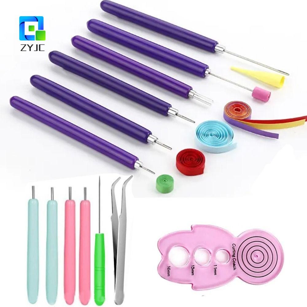 ZYJC 12 Bộ Kim Quilling, Bút Có Rãnh Quilling Dụng Cụ Quilling Giấy Đa Kích Thước, Giấy Uốn Giấy Thự