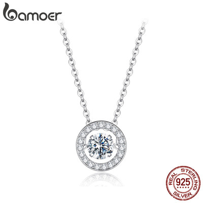 BAMOER Thiết Kế Ban Đầu Vòng Cổ Bạc 925 Nhảy Múa Moissanite Trang Sức Quà Tặng Cho Nữ