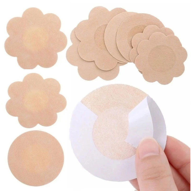100 Chiếc Núm Vú Bao Miếng Dán Dùng Một Lần Da Vô Hình Không Dệt Miếng Dán Ngực Không Áo Ngực Pasties Miếng Lót Hoa\\ Tròn