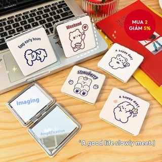 Gương nhỏ di động gấp gương trang điểm dễ thương cầm tay cầm tay mini cầm tay trái tim cô gái vỏ sò hai mặt
